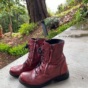 Leather Tie Up Boots with Zipper